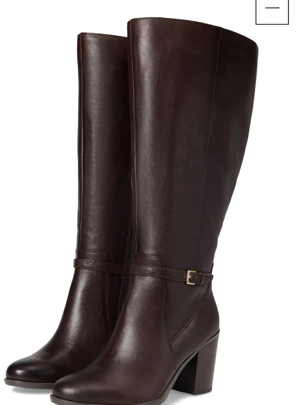 Naturalizer Brown Leather High Shaft Block Heel Boots